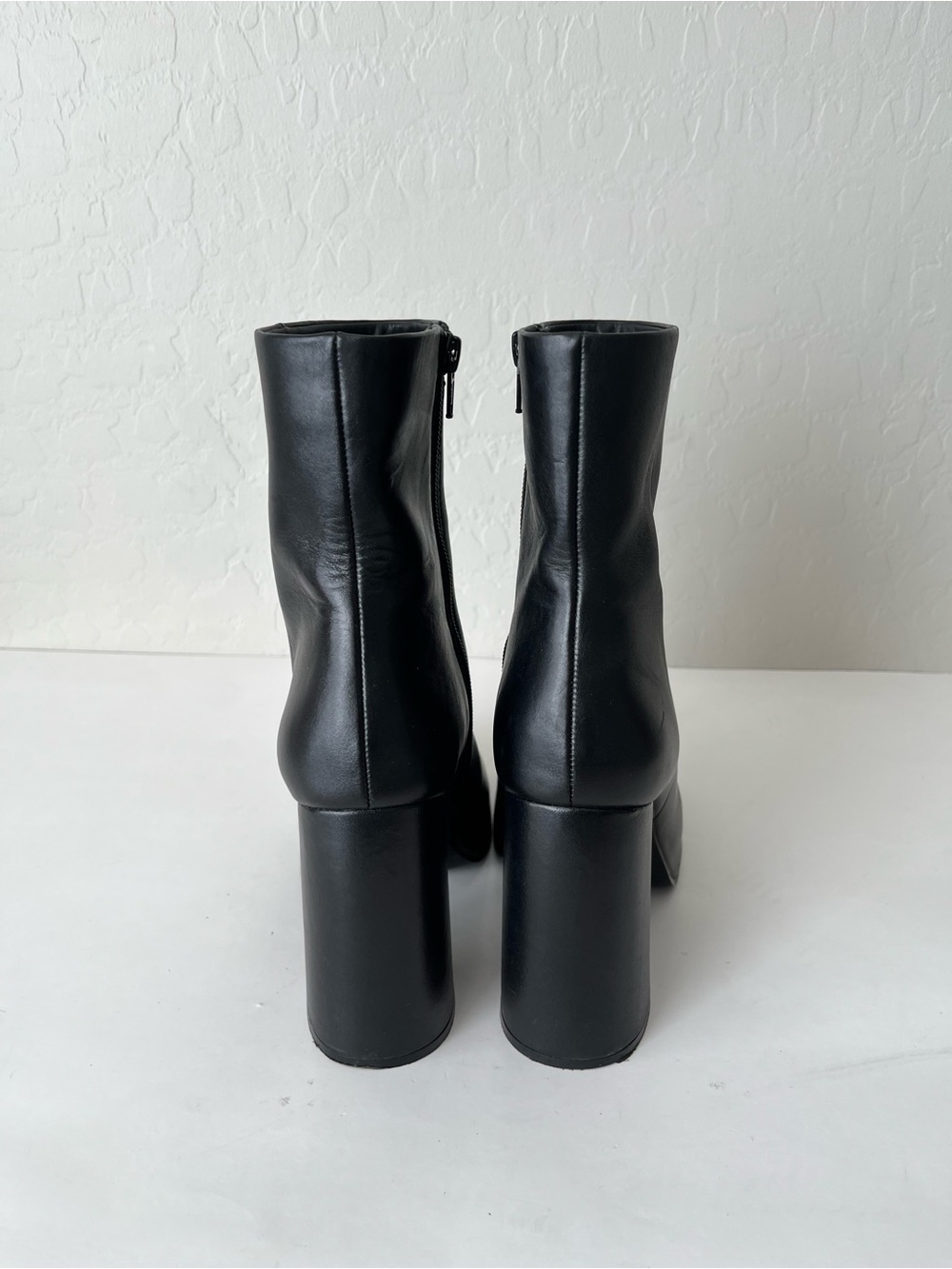 Steve Madden Cami Platform Chunky Square Toe Leather Boots Black Size 7.5 - Picture 5 of 9